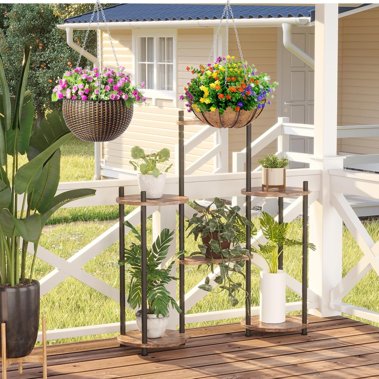 Hanging Basket Chain, 3 Pack 16 Inch Chain for Hanging Plants, Silver Plant Chains for Hanging Baskets, 3 Leads Hanging Chain with Hooks for Flower Pots Basket Bird Feeders Sign Wind Chime Billboards