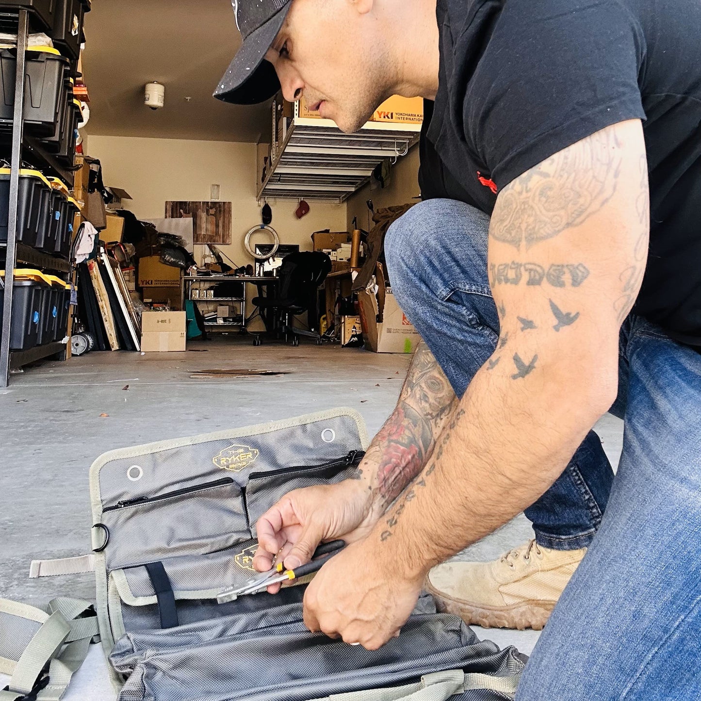 The Ryker PRO Official Roll Up Tool Bag Organizer Gifts for Dad. Motorcycle Tool Bag Organizer for Mechanic & Tools Storage Toolbag Tools Bags Mens gifts for him - w/4 Detachable Pouches & Wrench Roll