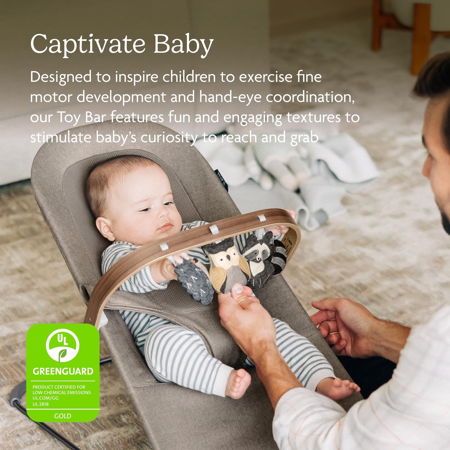 UPPAbaby Mira Forest Fun Toy Bar/Easily Attaches to Baby Bouncer/Sensory Entertainment