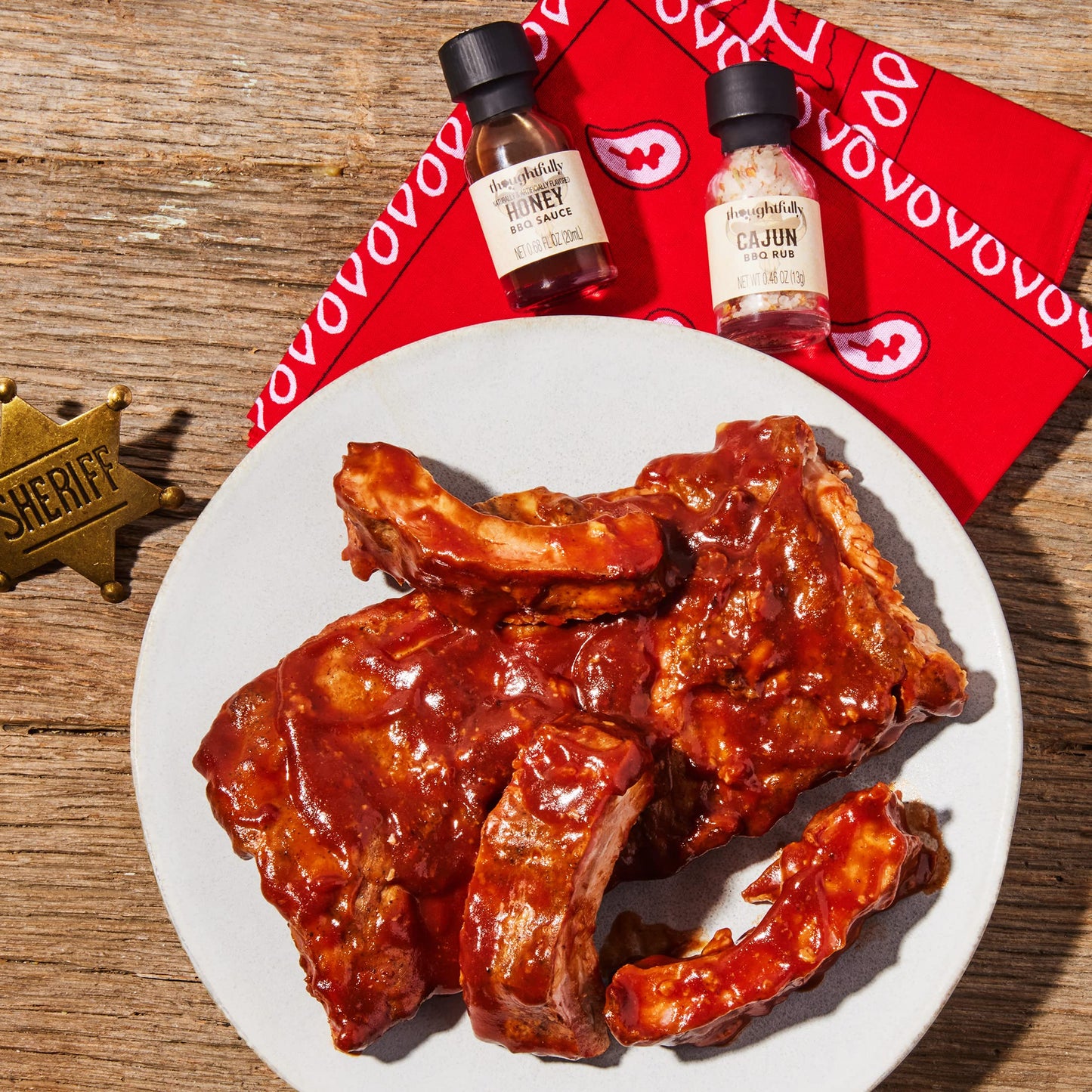 Thoughtfully Gourmet, Wild Western-Themed BBQ Sauce and Rubs Book Gift Set, Includes Honey, Montreal Rub & More, Set of 12
