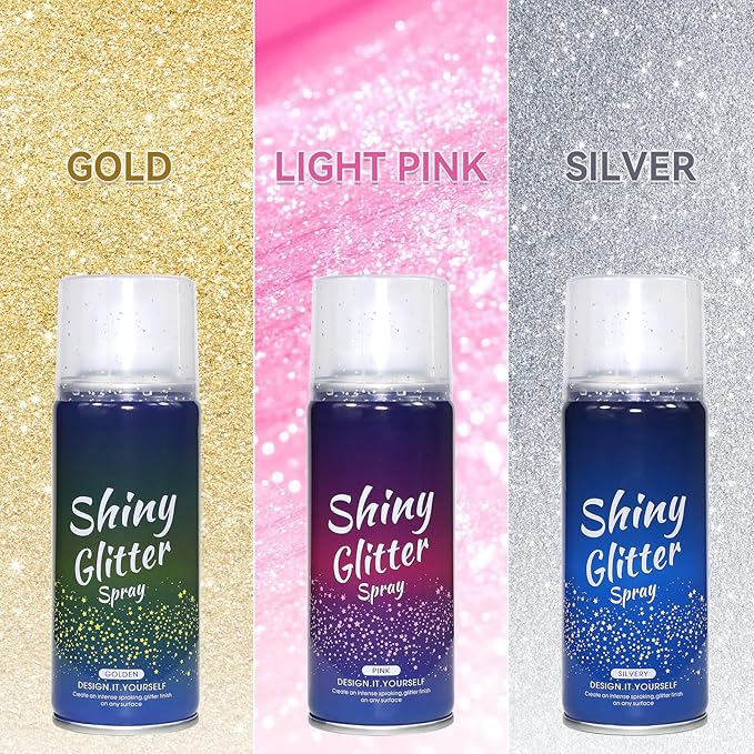 Light Pink Glitter Spray for Face, Body, Hair and Clothes, Holographic Glitter Hairspray for Festival, Rave, Prom, Concert, Stage Makeup, Quick Dry, Long Lasting Shimmer, Lightweight, 4.05 fl oz