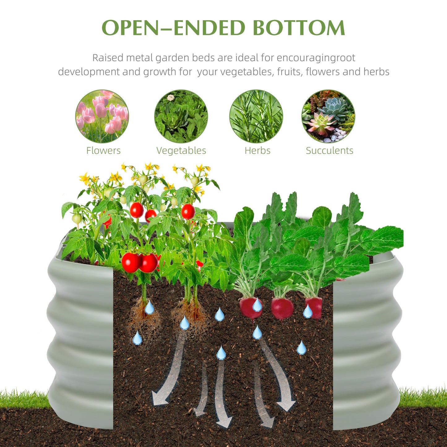 2-Pack 2x1ft Galvanized Raised Garden Bed, Outdoor Planter Bed, Metal Planter Box for Gardening and Planting,LG