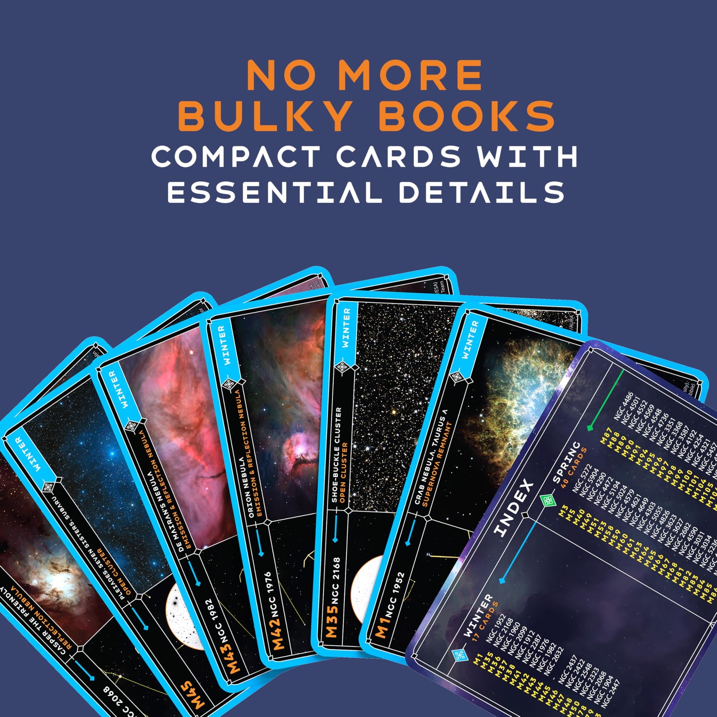 Stargazing Cards - Messier Catalog | Night Sky Exploration Kit for Telescopes & Binoculars | Flashcards with Star Charts, Astrophotography & Facts | Perfect Astronomy & Space Gift for Kids & Adults