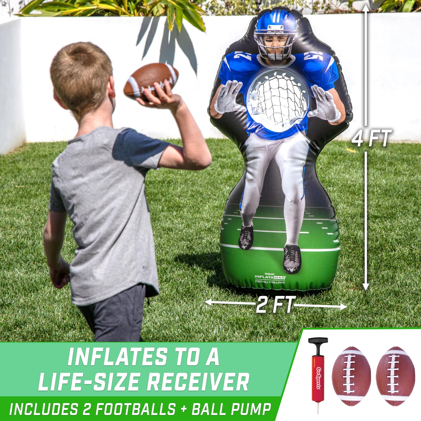 GoSports Football Toss Game for Kids - 4 ft Inflatable Receiver Touchdown Toss Game