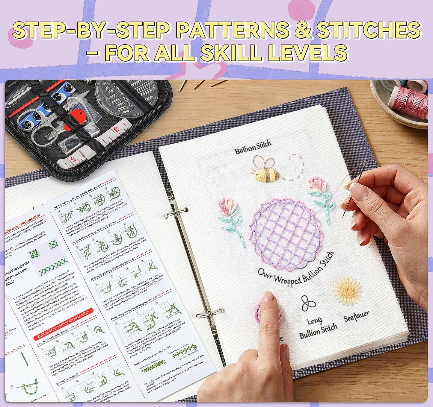 StiVerse Embroidery Stitch Book with Detachable Fabric Pages, 2026 Upgraded Embroidery Kits with Illustrated Guide to Universal Embroidery Stitches for Beginners Adults and DIY Craft Lovers
