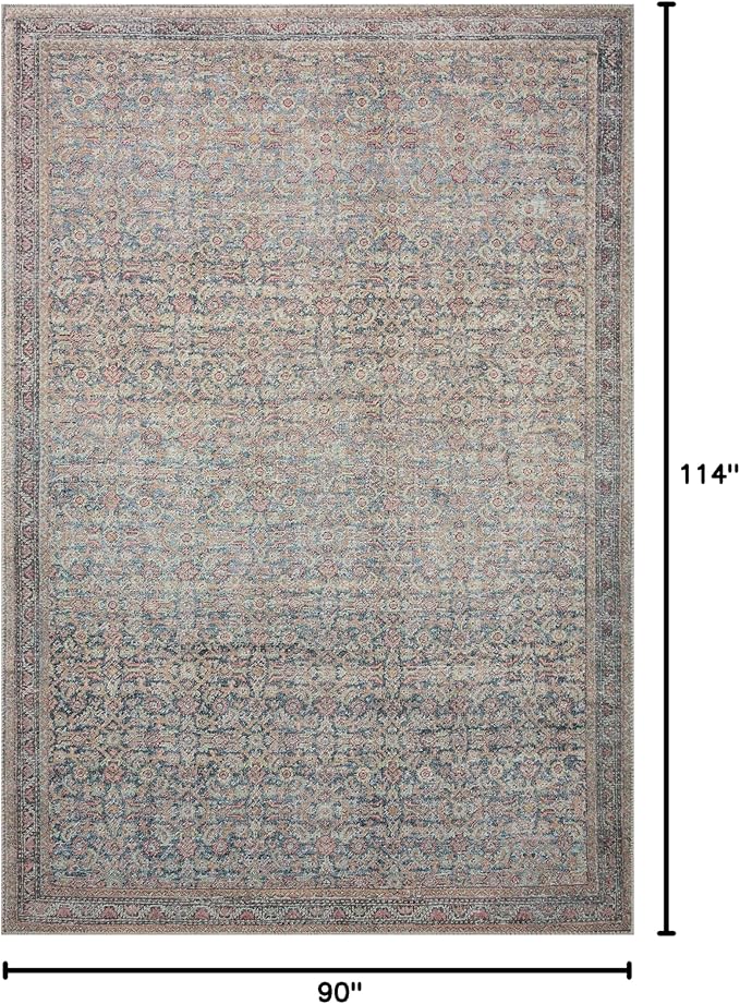 Loloi Adrian Collection ADR-04 Denim/Multi 7'-6" x 9'-6", .19" Thick Area Rug