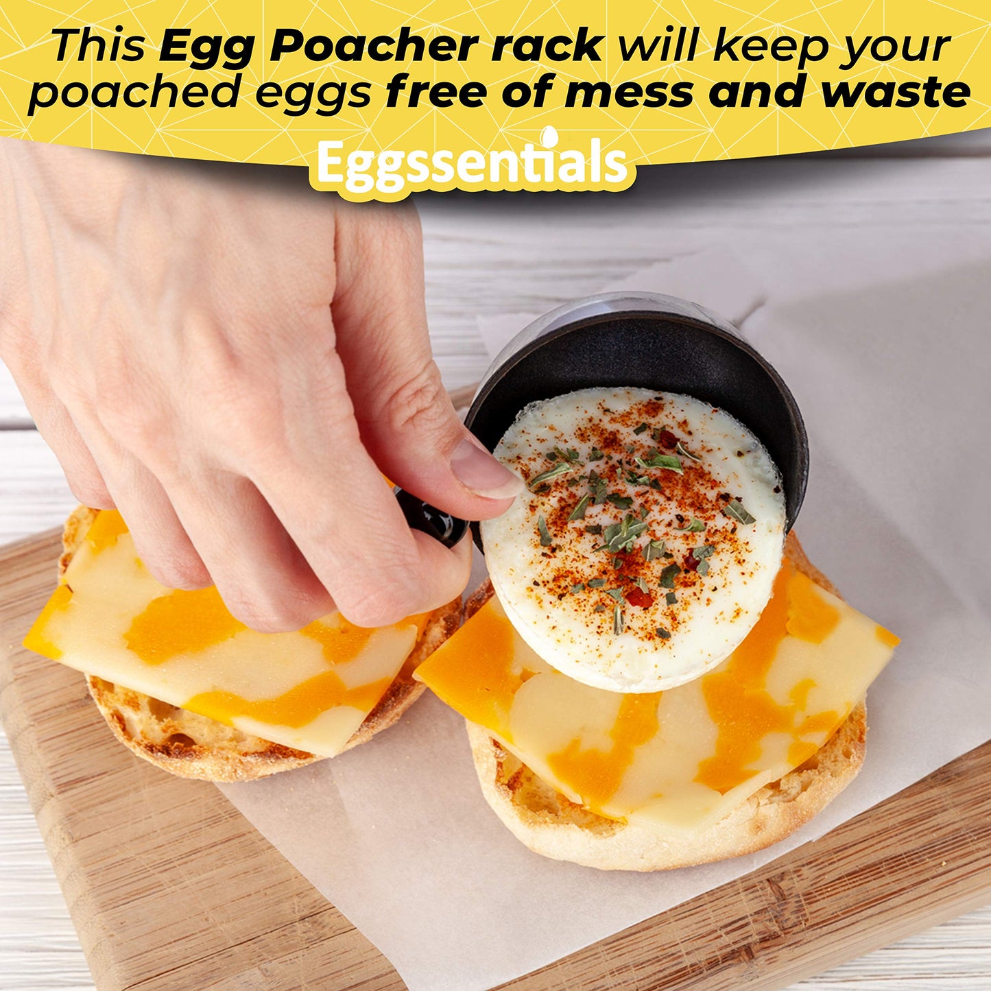 Eggssentials Egg Poacher Insert Stainless Steel Poached Egg Cooker Eggs Poaching Cup PFOA Free Egg Poachers Nonstick, 6.25" Rack Compatible with Skillet Instant Pot Pressure Cooker, 2 Poached Cups