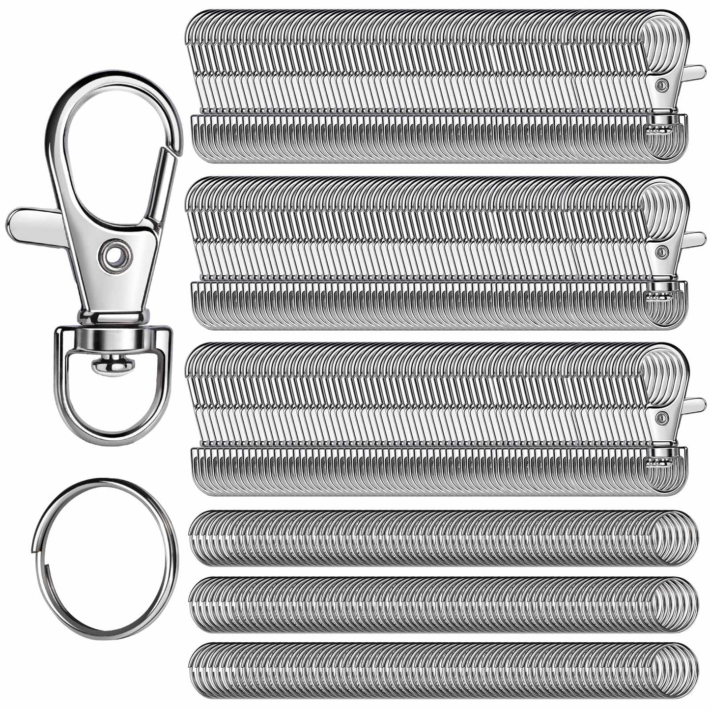 LEOBRO 480PCS Lobster Claw Clasps and Key Rings, Keychain Making Kit - 240PCS Keychain Clips and 240PCS Key Chain Ring, Split Rings, for Key Chains, Crafts, Lanyard, Key, Jewelry Making