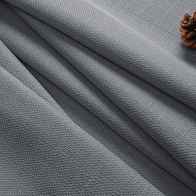 Chyhomenyc Dark Grey Curtains 72 Inch Length 2 Panels Set, Faux Linen Textured Semi Sheer Light Filtering Soft Airy Privacy Farmhouse Curtain Drapes for Living Room Bedroom, 40 Wx72 L Inches
