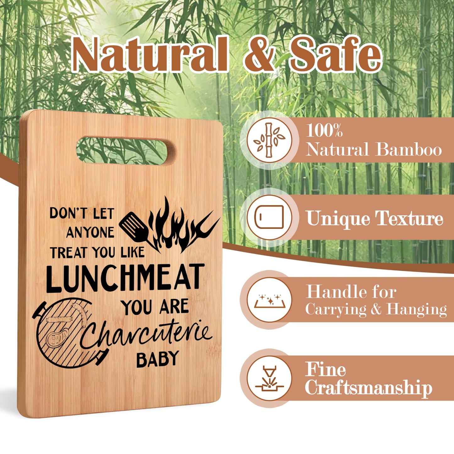 WARDOS Funny Cutting Chopping Board, Don't Let Anyone Treat You Like Lunchmeat Your Charcuterie Decorative Bamboo Cutting Boards for Kitchen, Charcuterie Boards
