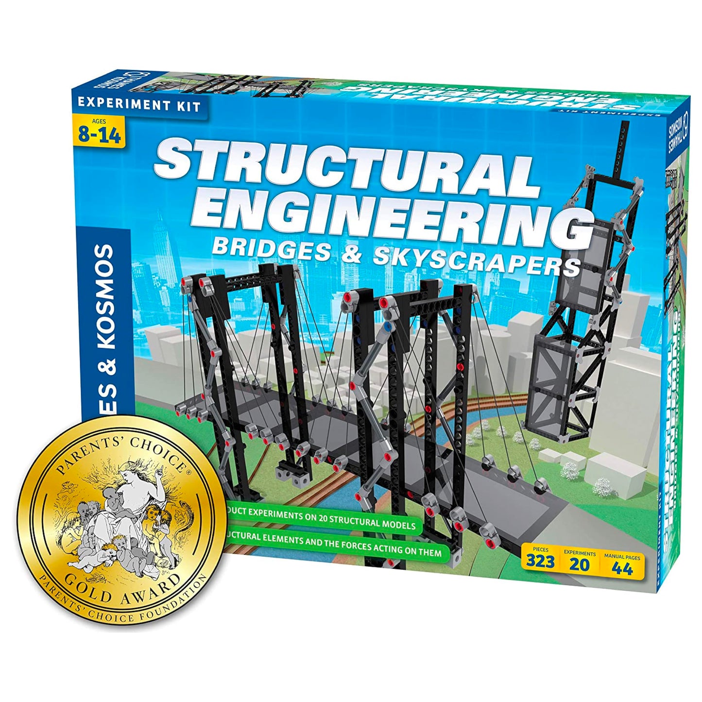 Thames & Kosmos | Structural Engineering: Bridges & Skyscrapers | Science & Engineering Kit | Build 20 Models | Learn about Force, Load, Compression, Tension | Parents' Choice Gold Award Winner, Blue