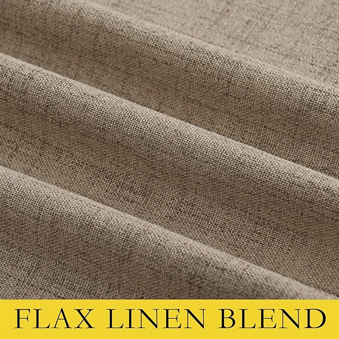 NICETOWN Burlap Vintage Open Linen Weave Flax Thermal Curtains, 100% Blackout Curtains 108" Long for Dining Room, Soundproof Window Treatment Drapes for Home Office, 62" Wide Per Panel, Set of 2