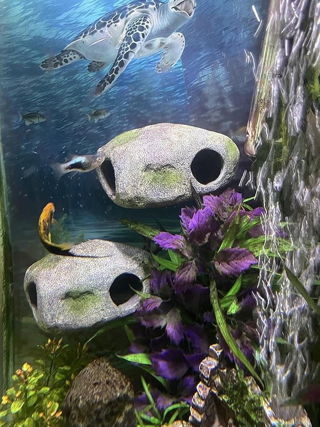 OrnaMounts Aquarium Decor Magnetic Rock Cave Ornament – Wall-Mounted Fish Tank Accessory