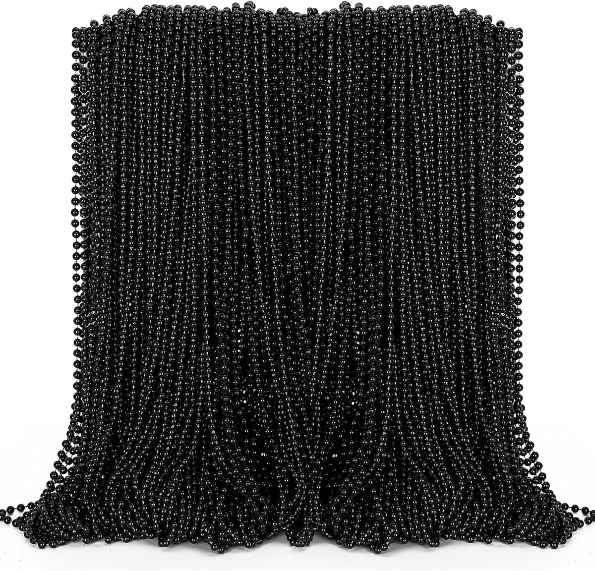 Black Beads Necklace, 100PCS Halloween Black Necklaces Stuff Accessories, 33" Mardi Gras Beads Costume, Festival Parade Throw for Halloween Wedding Party Events Supplies Decorations