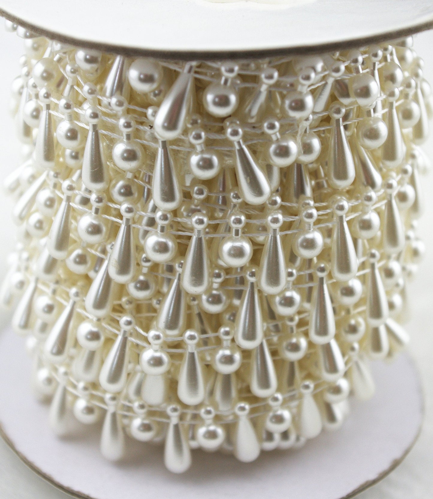 10 Yards 3/5" Width Ivory Teardrop Pearl Rhinestone Chain Sew On Trims Wedding Dress Decoration LZ97