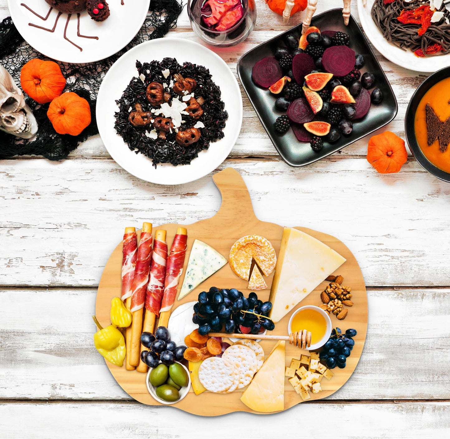Halloween Pumpkin Shaped Wood Decorations Board Gothic Charcuterie Wooden Boards Serving Platter Tray for Thanksgiving Holiday Home Kitchen Party Decor