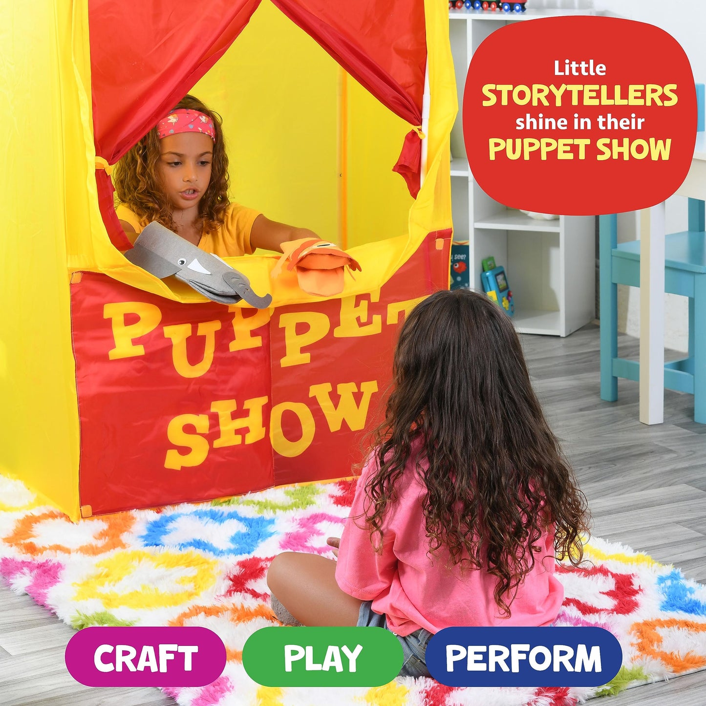Hand Puppet Kit – Make Your Own Animal Characters, 10 Felt Pieces, Simple Step-by-Step Instructions, Arts & Crafts Activity for Kids, Role Play & Storytelling Birthday Gift