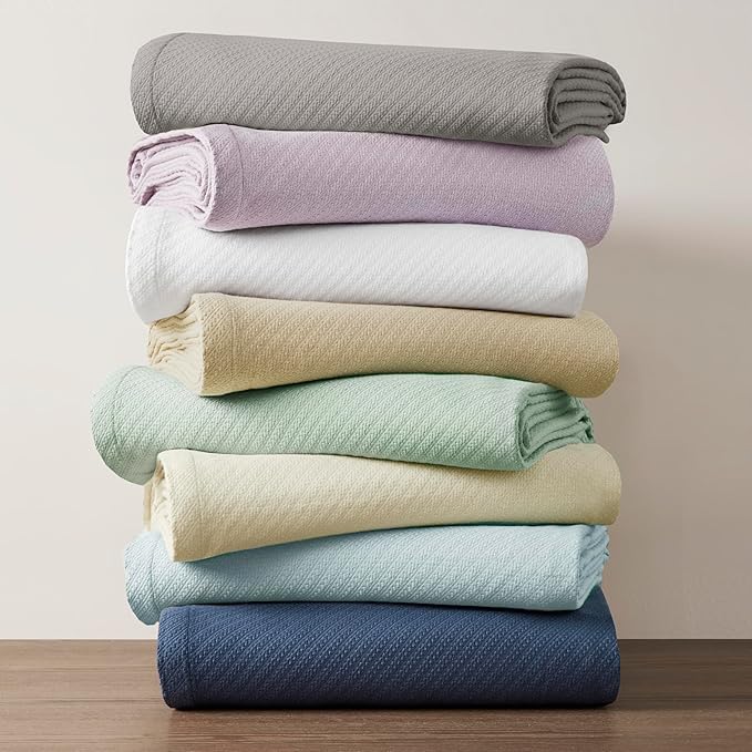 Madison Park Liquid Cotton Luxury Blanket Premium Soft Cozy 100% Ring Spun Cotton For Bed , Couch or Sofa, Full/Queen, Linen