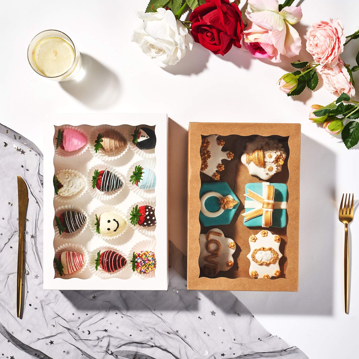 SLShePack 12PCS 10 x 7 x 2.5 inches Cookies Bakery Boxes with Window, Cakesicle, Chocolate Bomb, Macaron, Clear Chocolate Covered Strawberries, Pretzel Rods Boxes