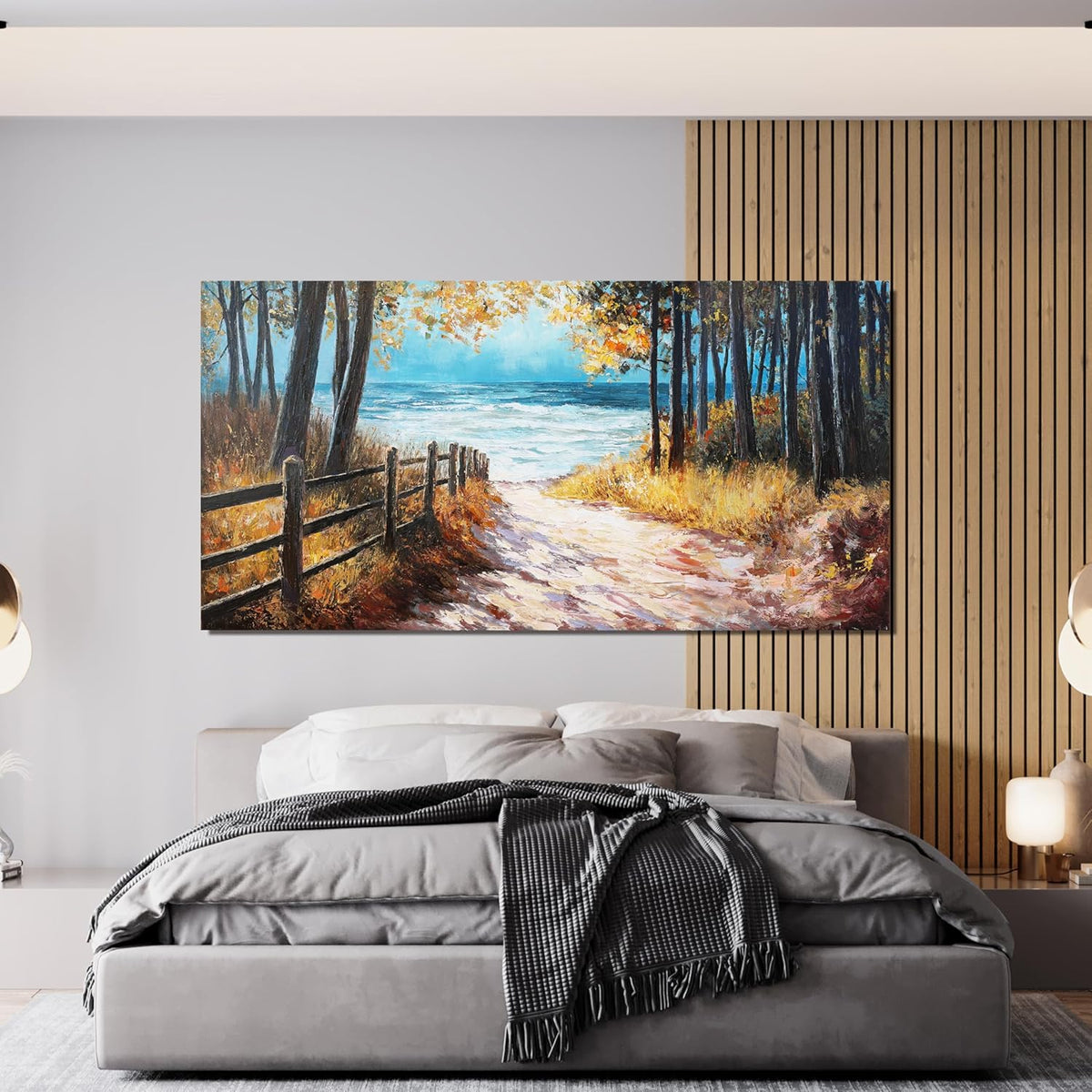 Canvas Wall Art Decor Artwork for Walls Nature Landscape Wall Art Decor Coastal Beach Forest Wall Art for Living Room Canvas Modern Art Wall Decor Prints Art Work for Home Office Wall Decor 24" X 48"