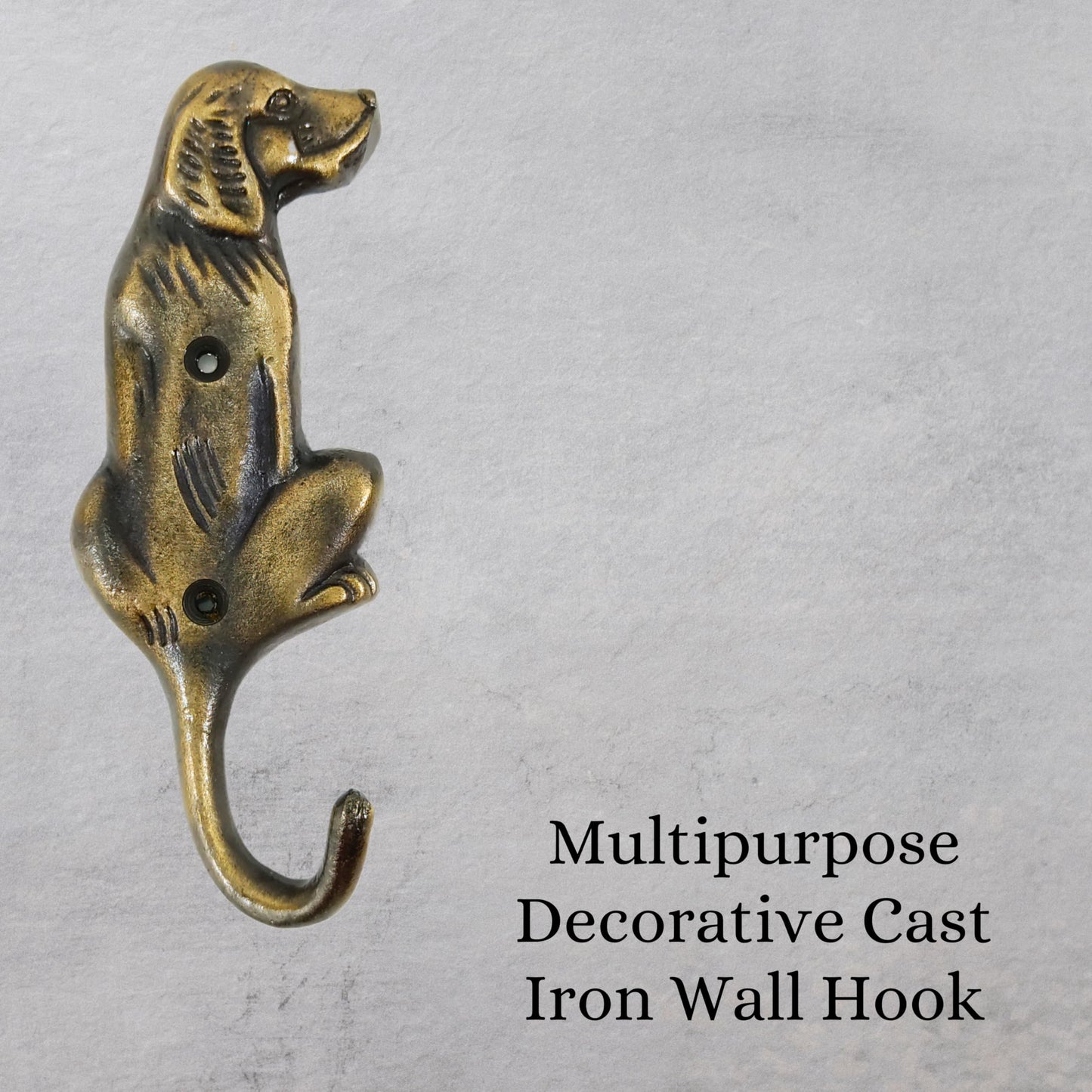 AYZCORP Set of 3 Cast Iron Dog Shape Coat Hooks Wall Art Decor-Dog Shape Hangers and Key Holder-Clothes Rack and Backpack Hanger-Coat Hooks Home Decor for Storage, Living Room,Hallway (Antique Finish)