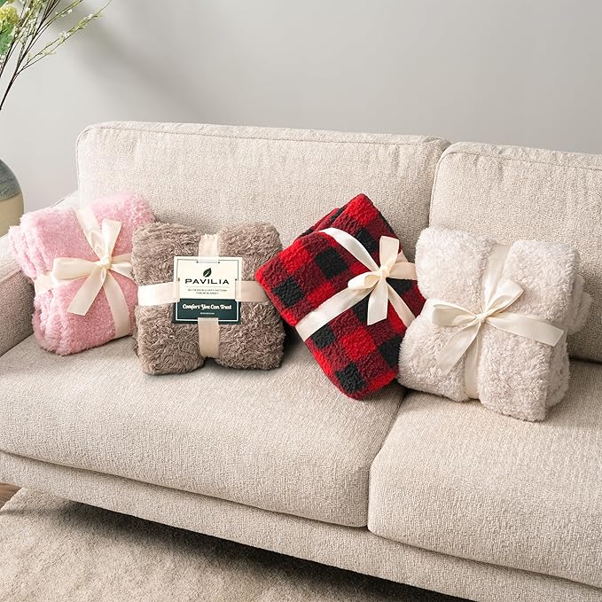 PAVILIA Sherpa Throw Blanket for Couch Sofa, Taupe Tan Fluffy Warm Plush Blanket for Bed, Cozy Super Soft Lightweight Throw, Fuzzy Decorative Blanket, All Season Home, 50x60