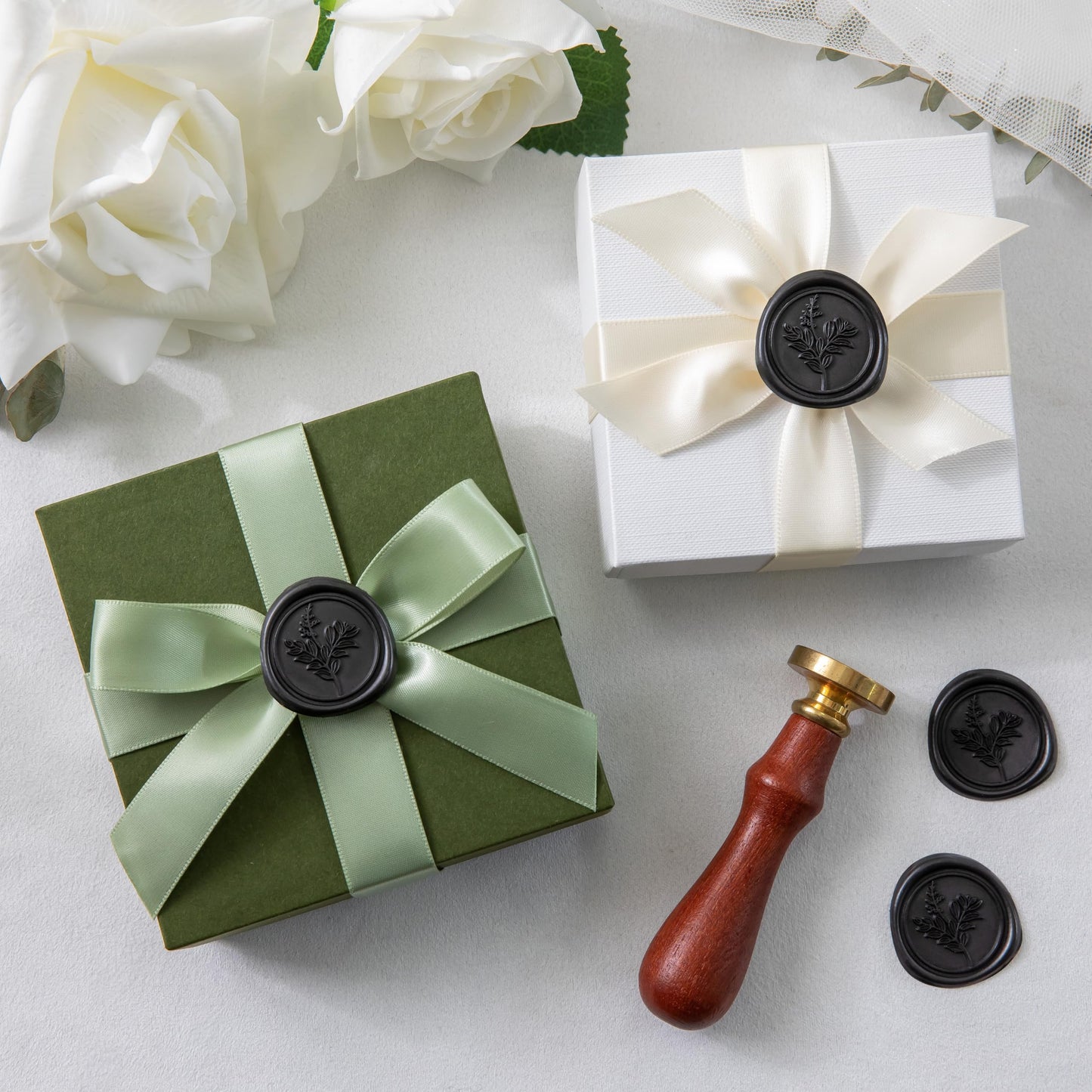Uwilowe 60 Pcs Black Wax Seal Stickers, Wedding Invitation Accessories Wax Stickers - Peferct for Wedding Accessories Sticker, Gift Box Craft Wrapping, Christmas Cards Envelope Seals