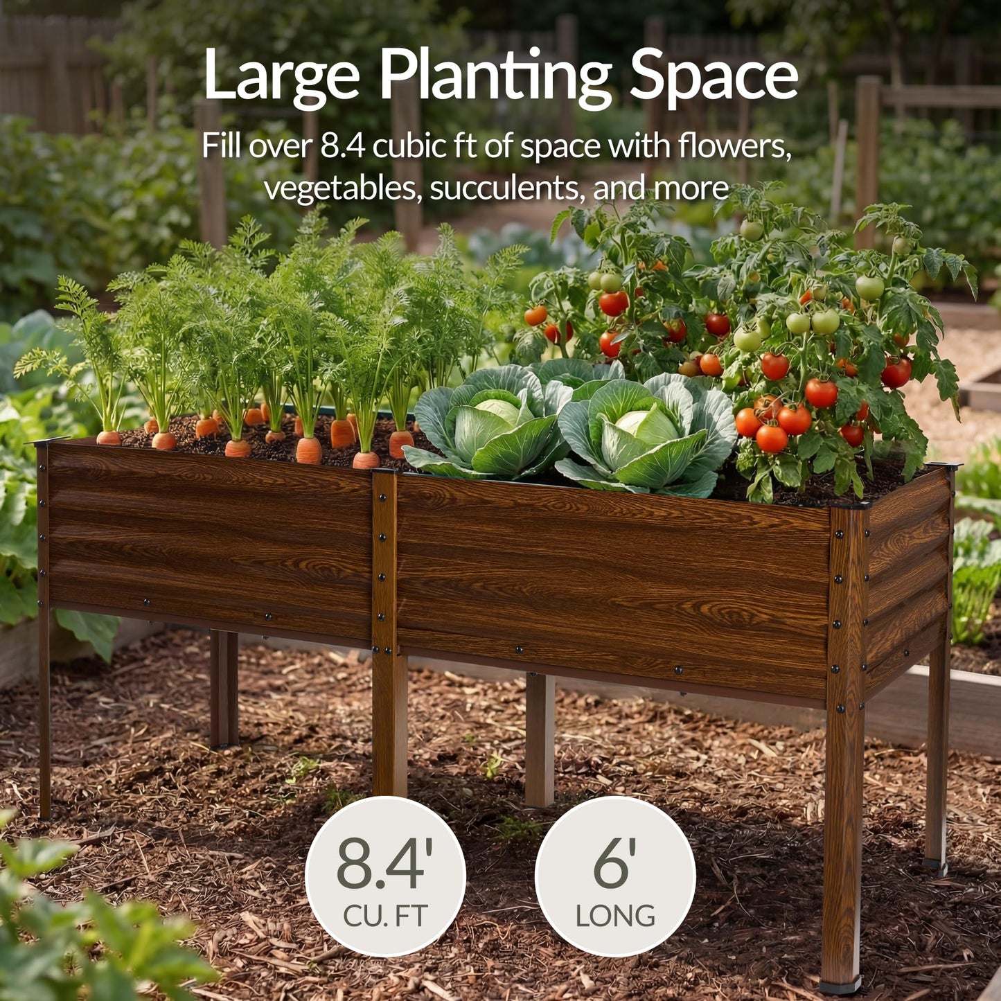 Best Choice Products 72x24x30in Non Toxic Galvanized Raised Garden Bed, Metal Elevated Planter Box, Vegetable Garden, 100% Non Toxic Materials - Wood Grain