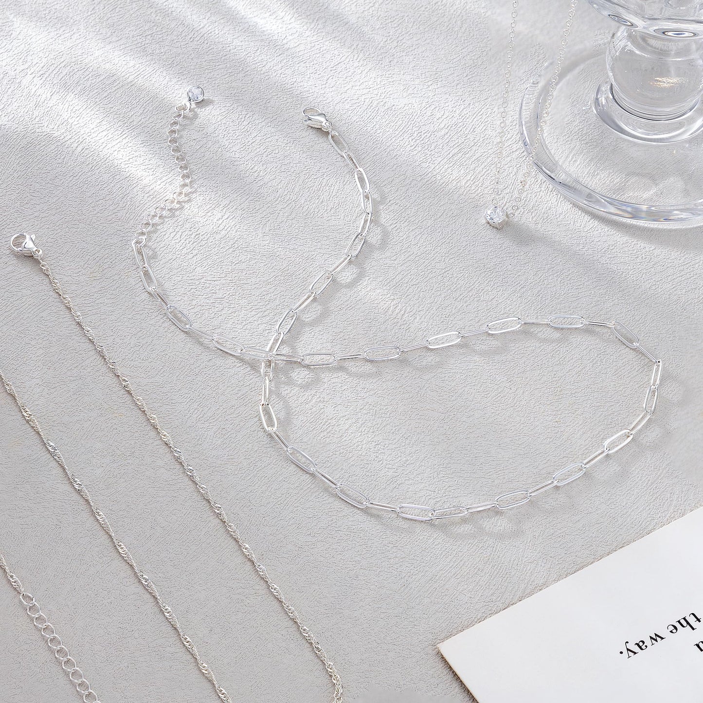 CHESKY Layered Necklaces for Women Trendy, Silver Plated Dainty Stacked Necklace Simple CZ Diamond Pendant Necklaces Waterproof Silver Necklace Stack Adjustable Cute Jewelry Set for Women