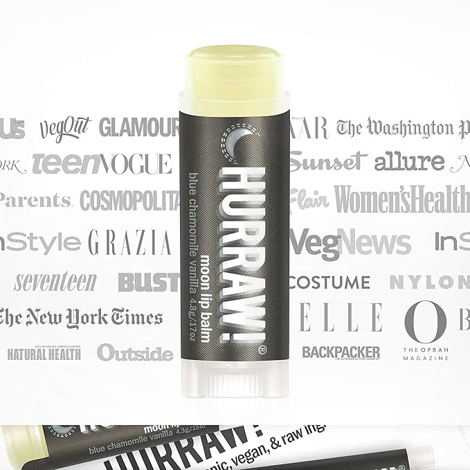 Hurraw! Moon Night Treatment (Blue Chamomile, Vanilla) Lip Balm, 2 Pack: Organic, Certified Vegan, Cruelty and Gluten Free. Non-GMO, 100% Natural Ingredients. Bee, Shea, Soy and Palm Free. Made in USA