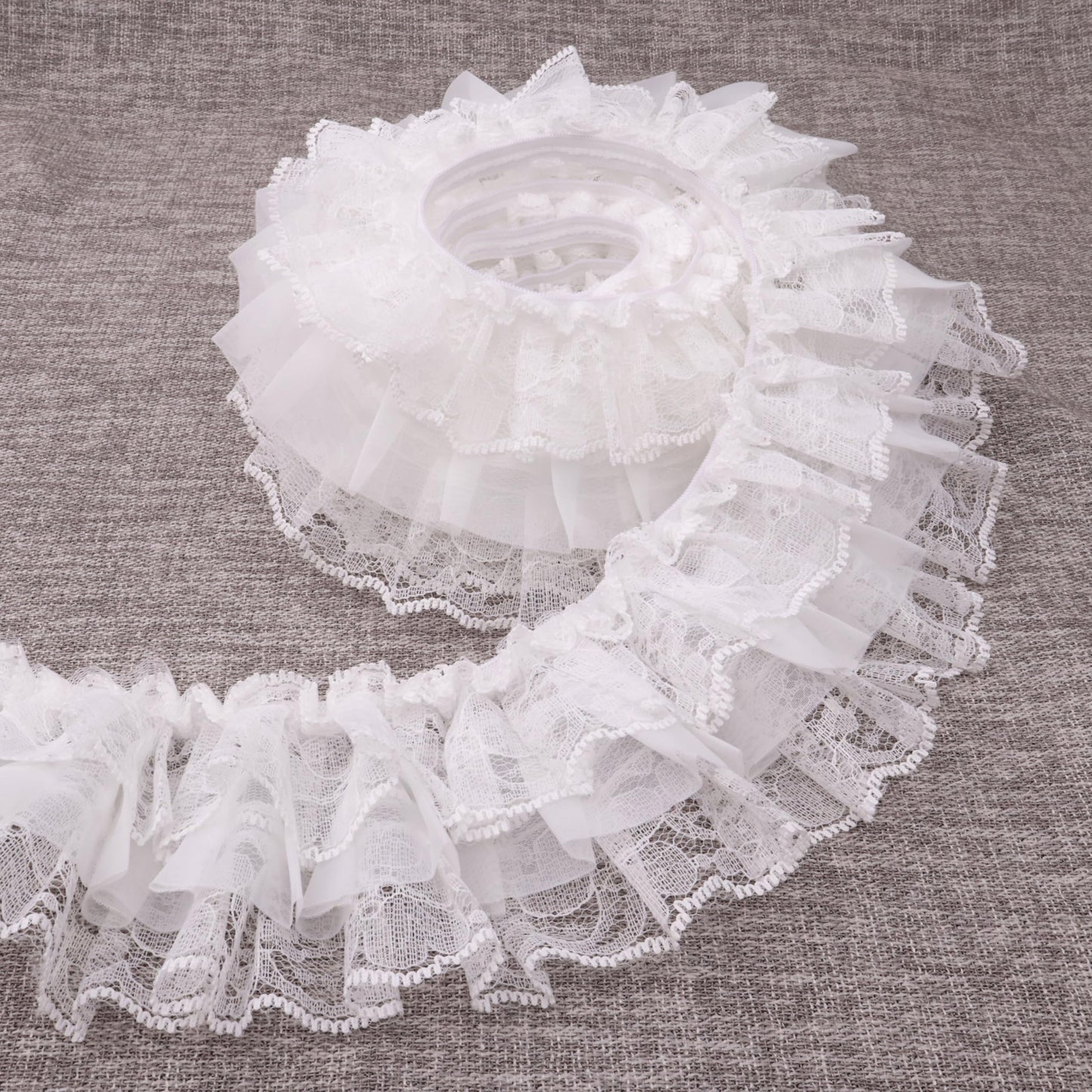 White Ruffle Lace Trim Elastic Trim for Bridal Wedding Decoration Sewing and Crafts (AIETSYEI)