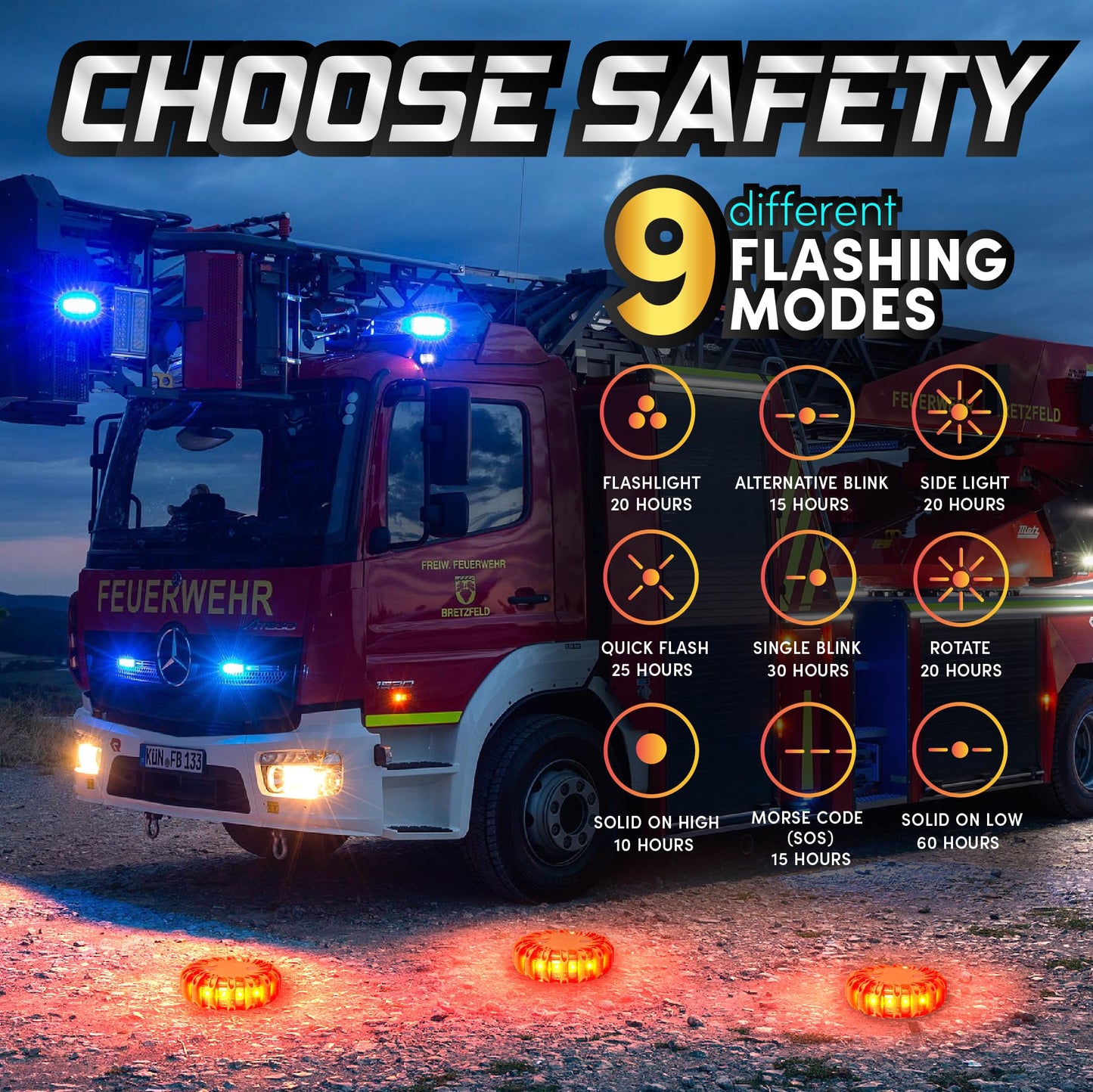 Marcala 12-Pack Emergency Flares for Vehicles | Emergency Roadside Lights | Complete LED Road Flares Kit | Emergency Lights For Vehicles | Perfect For Gifting or Everyday Roadside Safety