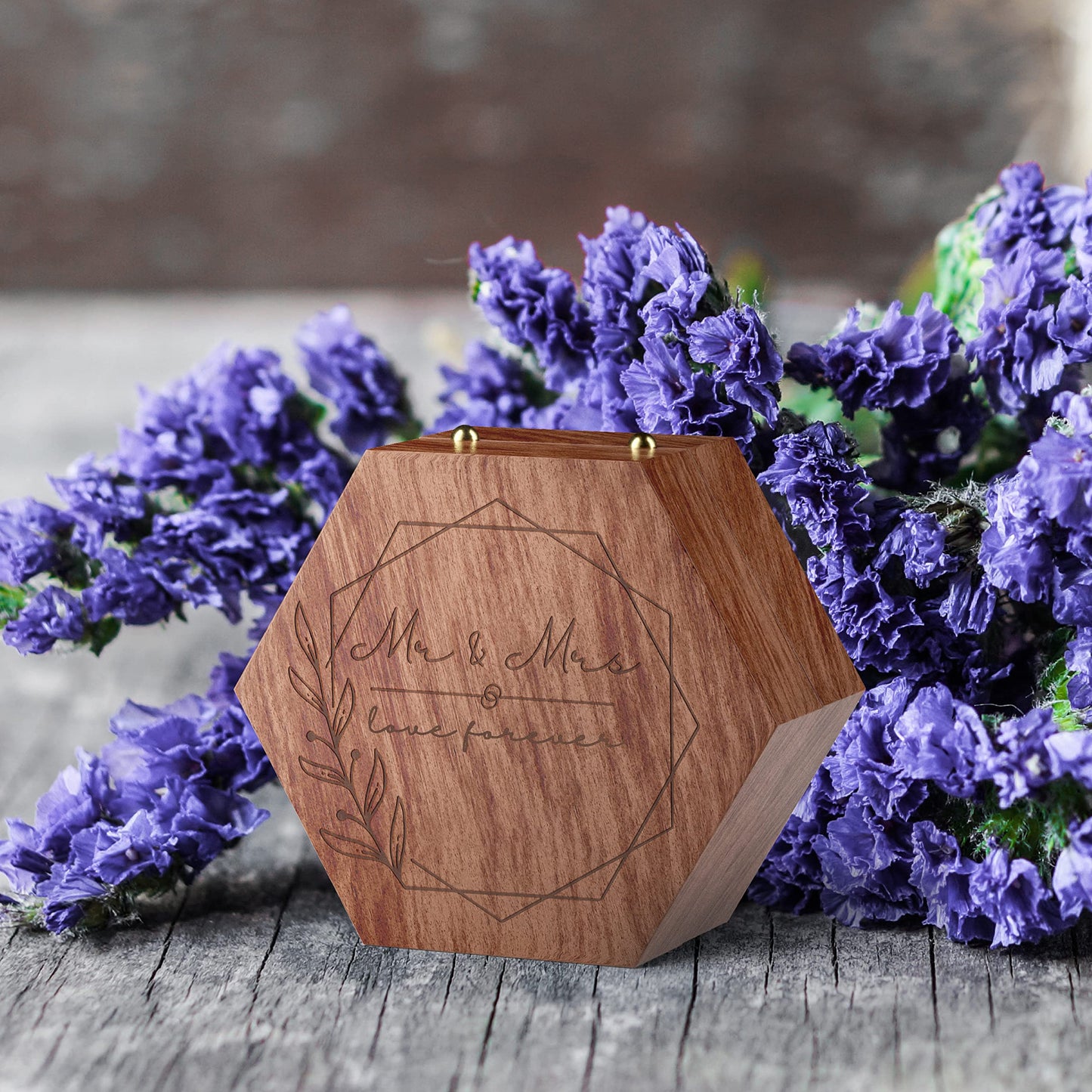 Rustic Wedding Ring Box for Wedding Ceremony Registry 2 Slots | Wooden Ring Holder for Ring Bearer Box & Ring Bearer Pillows | Engagement Ring Box for Proposal, Jewelry Box & Jewelry Organizer Gifts