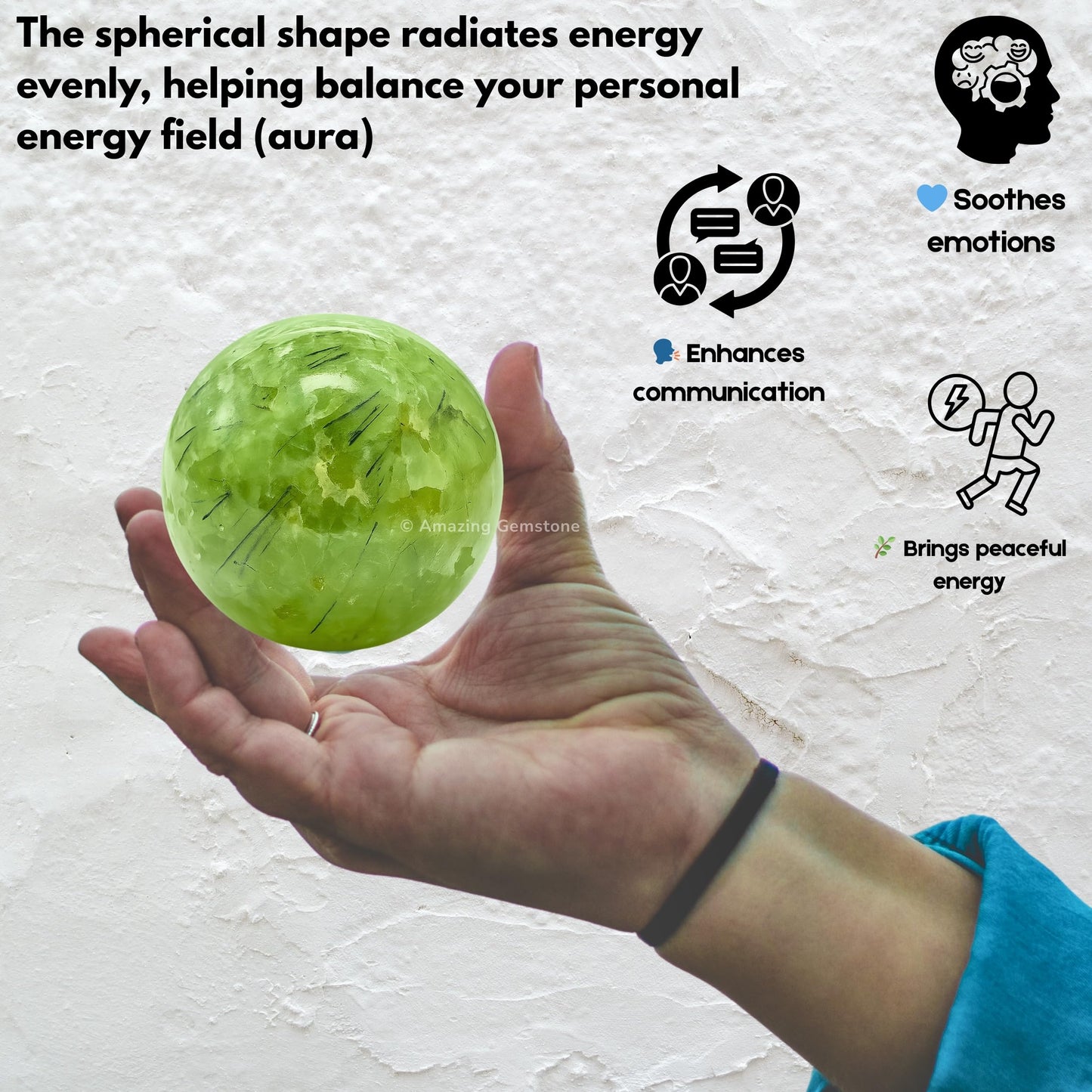 Amazing Gemstone Prehnite Crystal Ball with Stand - 2 Inches Crystal Sphere Meditation Balls for Witchcraft and Decorative Balls