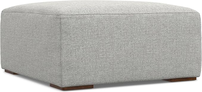 SIMPLIHOME Rex Left Corner Sectional Modular Sofa and Ottoman Set in 100% Recycled Polyester Tightly Woven Performance Fabric, Pale Grey, 116-inch-wide L-Shaped Sofa and 34-inch-Wide Ottoman