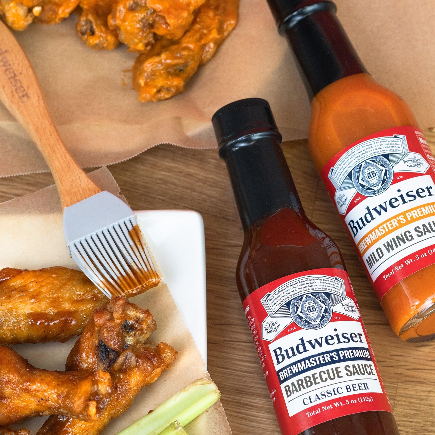 Budweiser BBQ Sauce Variety Pack - Grilling Sauce Gift Set with Basting Brush Perfect for Barbeques and Marinades - 3 x 6 oz