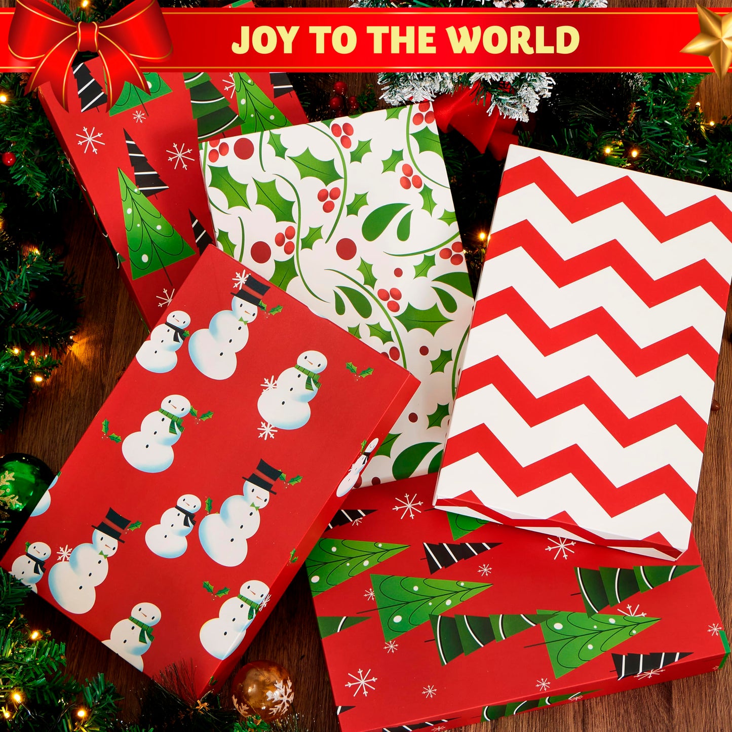 JOYIN 12 PCS Christmas Shirt Gift Boxes with Lids for Presents, Large Robe Cardboard Boxes, Xmas Bright Decorative Box for Clothes, Birthday Holiday Wedding Gift Wrapping Decor, Hat, Sweater and Coat