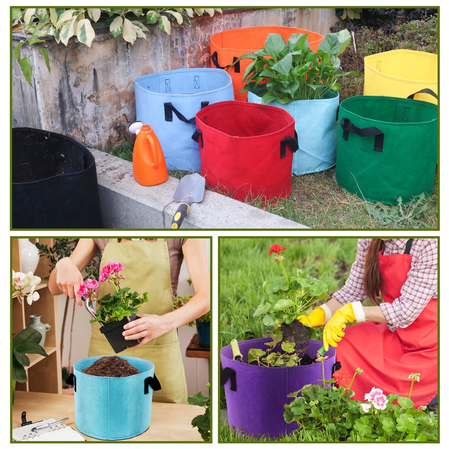 Biotolot 10-Gallon Fabric Grow Bags (7 Pack of Mix Colors) with Handles for Potato Tomato Flower and Vegetables