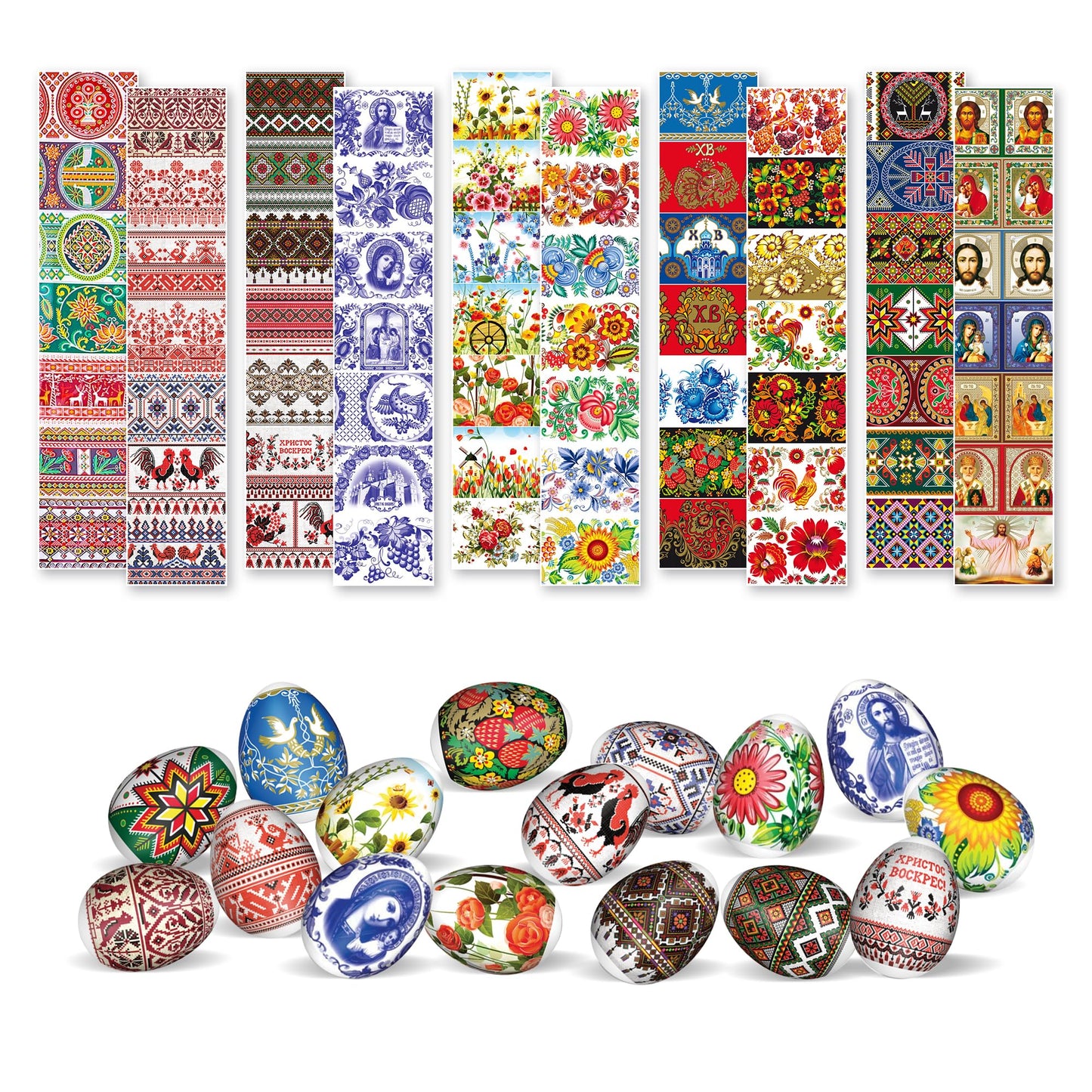70 Pcs Egg Wraps Easter Set - Thermo Easter Egg Shrink Wrappers for Pysanka - Traditional Egg Sleeves Easter - Ukrainian Easter Egg Decorating Kit
