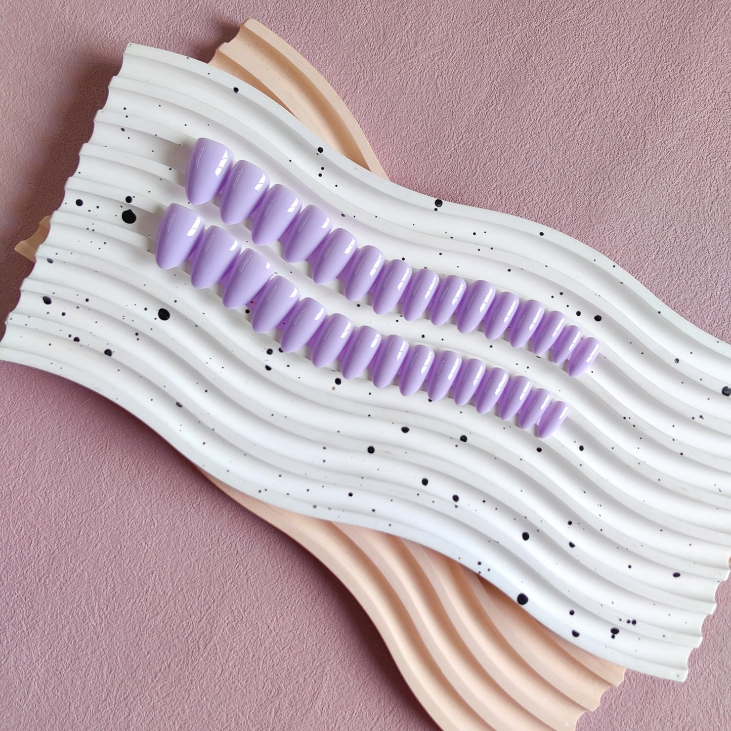 KQueenest Lilac Press on Nails Short Almond - 30 Pcs Reusable Fake Nails Glue on, Thick Natural Fit Acrylic Nails, Salon Quality Stick on Nails for Women, No Damage Easy Soild Color False Nails