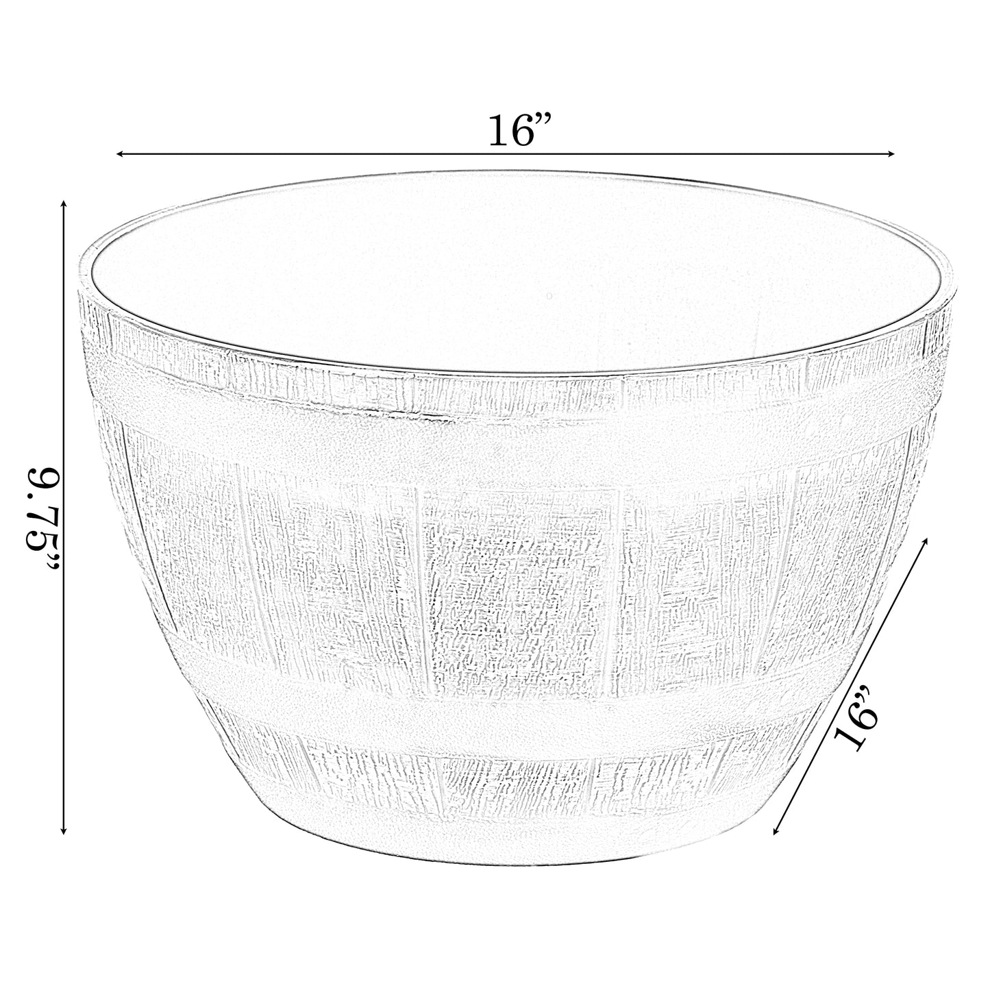 Brown Outdoor Rustic Half Barrel Flower Garden Planter Bowl, Plastic, Medium
