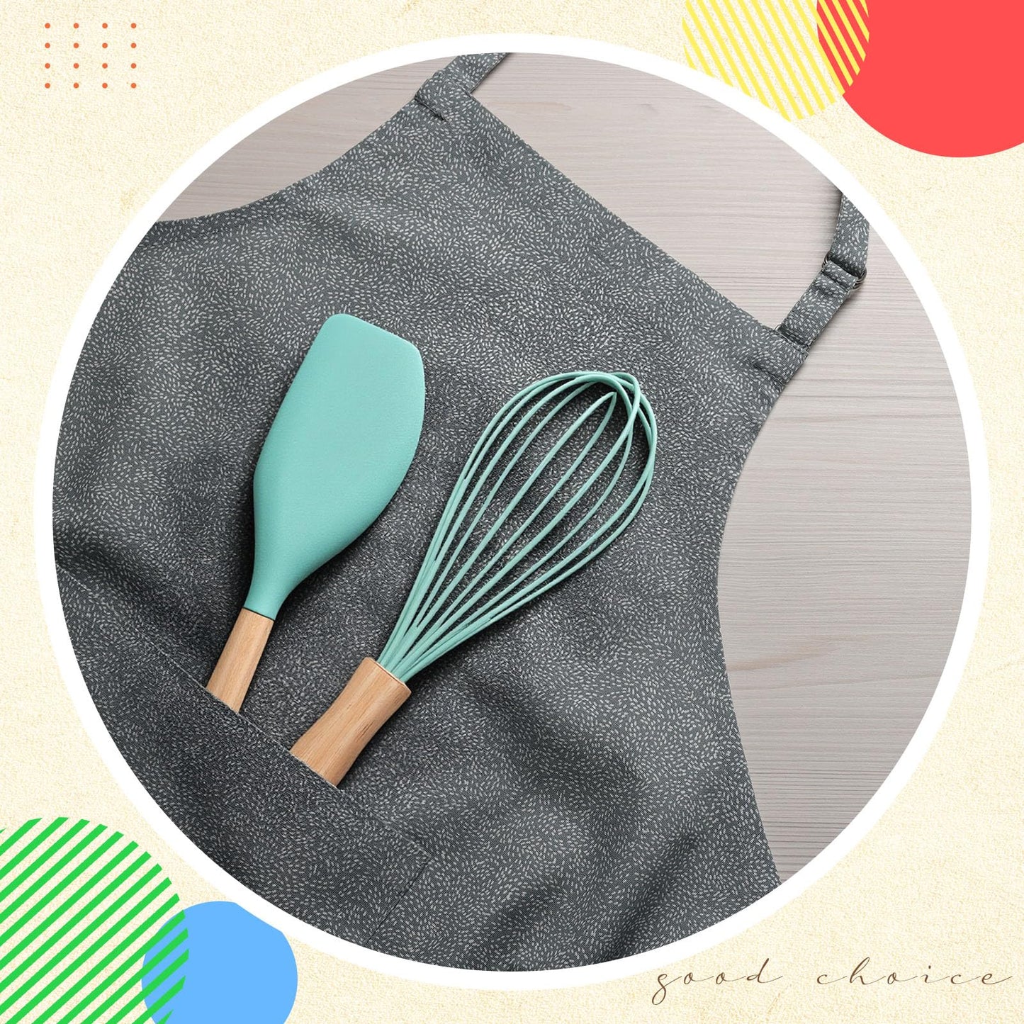 Funnymoom 12 Pcs Small Silicone Whisks and Spatulas with Wooden Handle for Cooking 10 Inch Mini Whisk Spatula Non Stick Kitchen Baking Essentials Cookware for Valentines Day Party Favor Gift Supplies