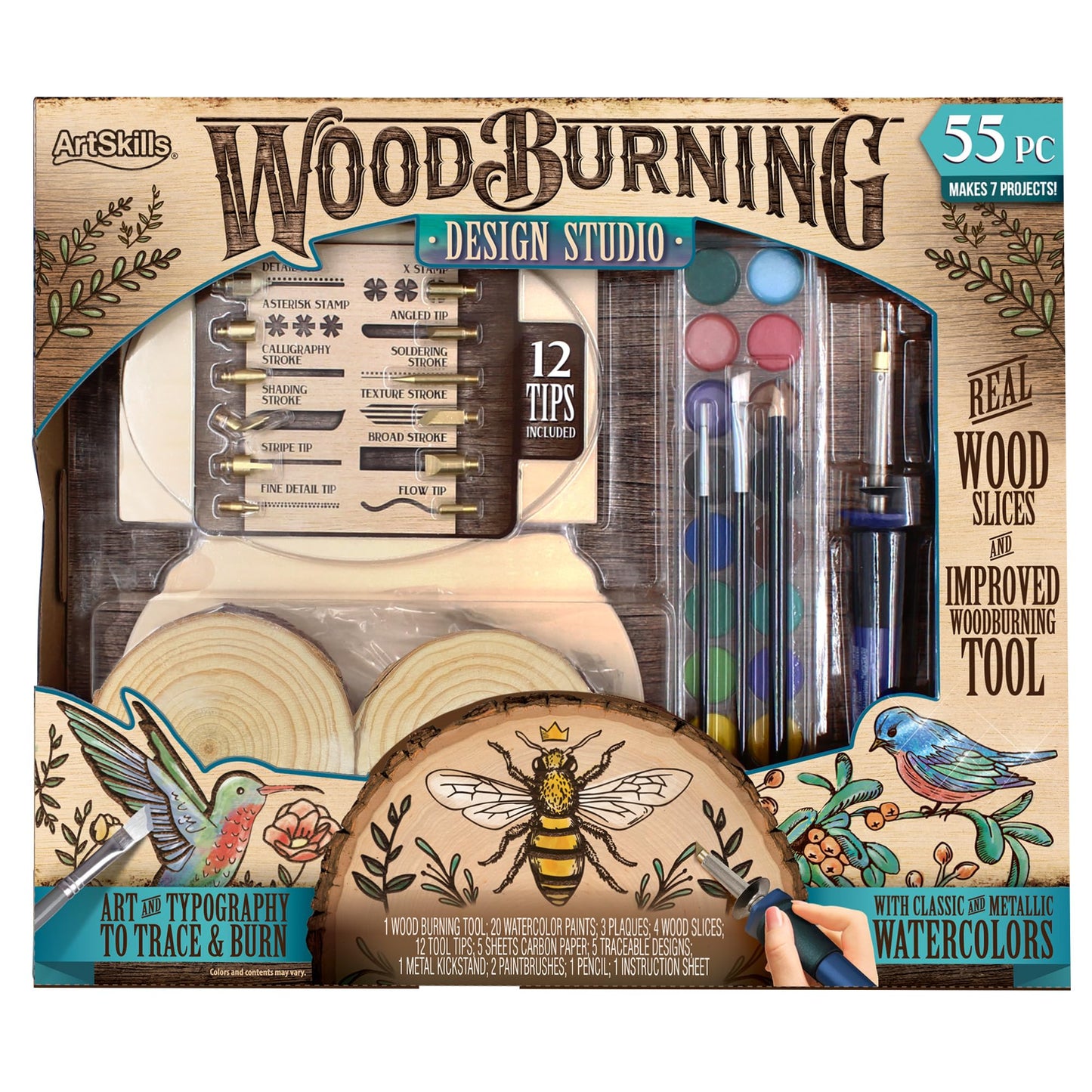 ArtSkills Wood Burning Tool Kit – 55 Piece Complete Woodburning Arts and Crafts Kit Cool Gifts for Teens and Adults Fun Crafts DIY Projects