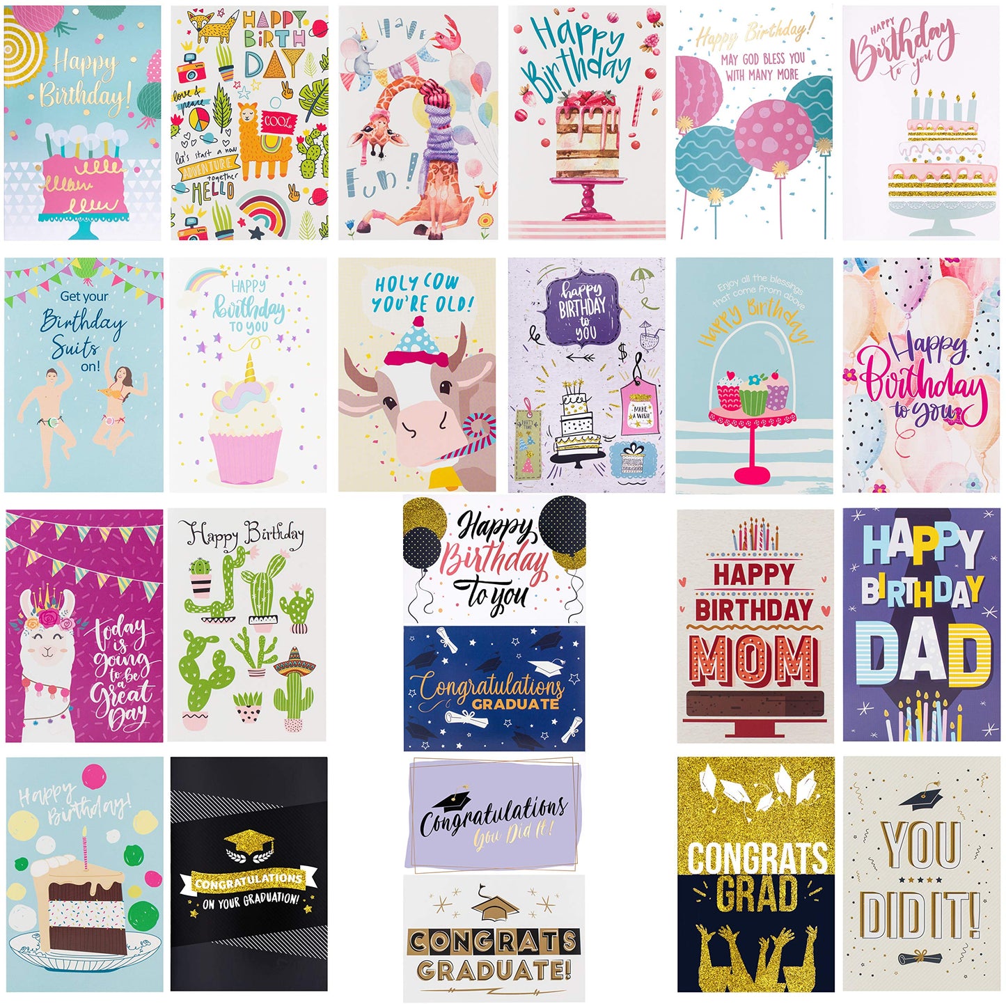 100 All Occasion Greeting Cards- 100 Eye Catching Designs with Greeting Card Organizer Box- Friendship, Anniversary, BFF, Thank You, Wedding Cards & More- 4 x 6 inches with 100 Envelopes