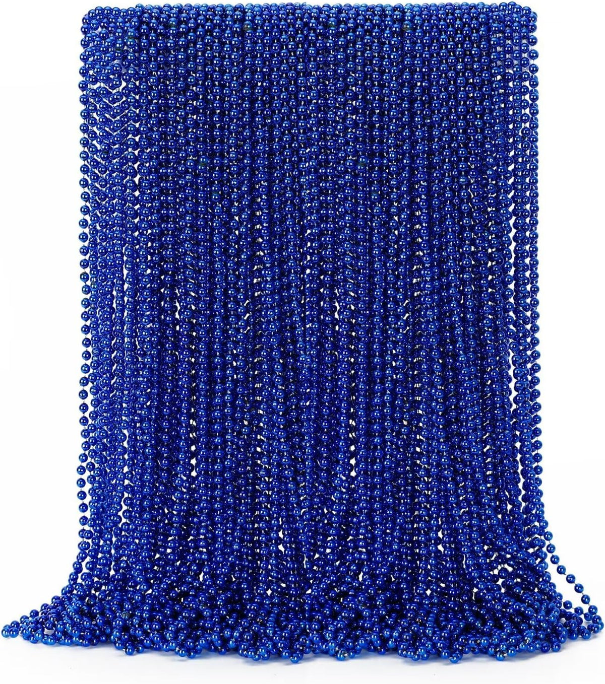 Blue Bead Necklaces 50 Pack | 33" Mardi Gras Christmas Party Throw Beads for Parades, Weddings & Festivals