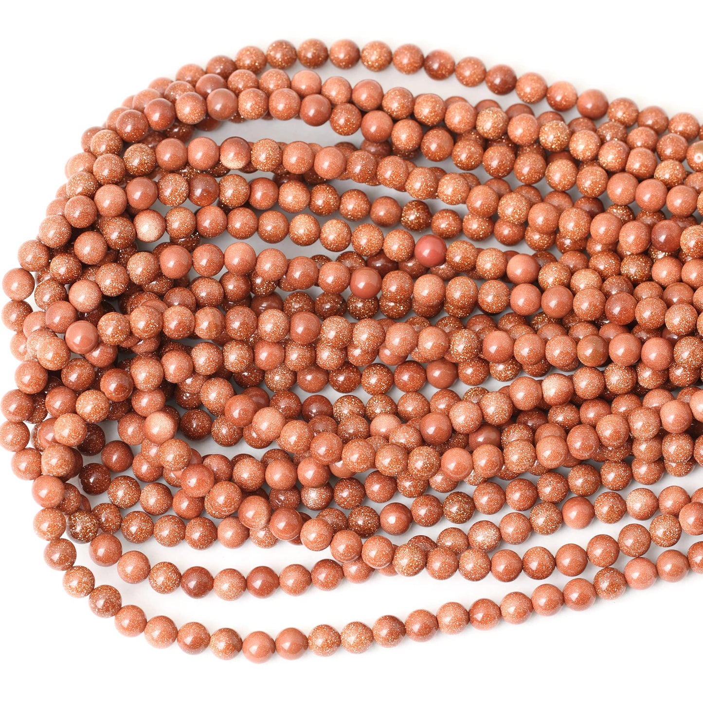 CHEAVIAN 60PCS 6mm Gold Sandstone Gemstone Round Loose Beads for Jewelry Making 1 Strand 15"