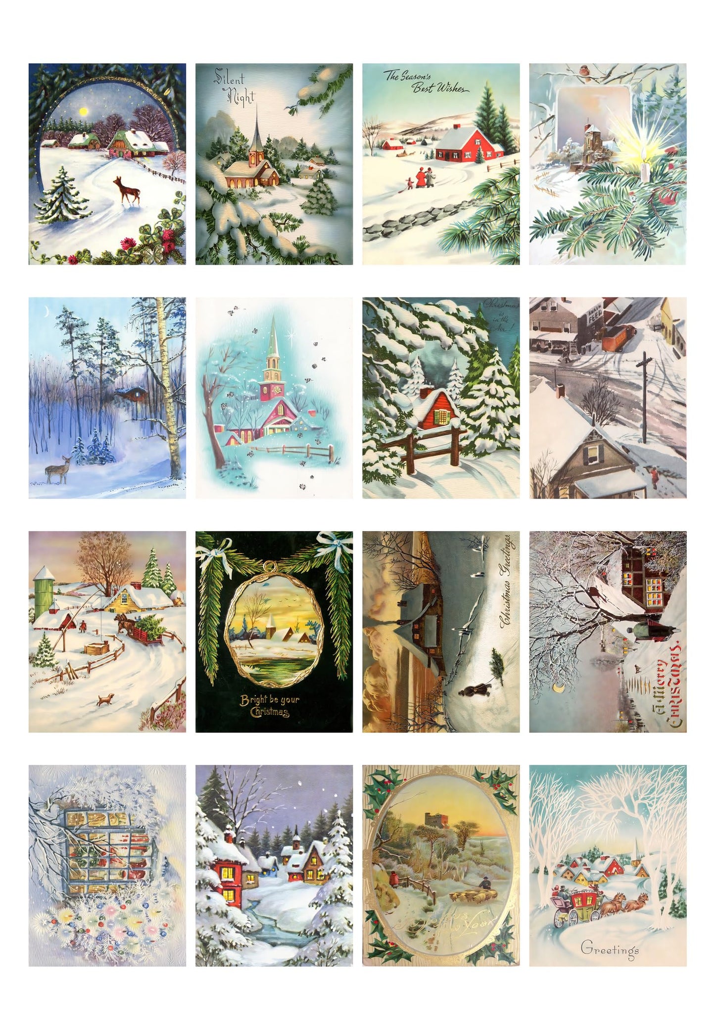 Decoupage Paper Pack (21 Sheets 6"x8") Christmas Winter Landscapes FLONZ Vintage Styled Christmas Pictures Cards for Decoupage, Craft and Scrapbooking