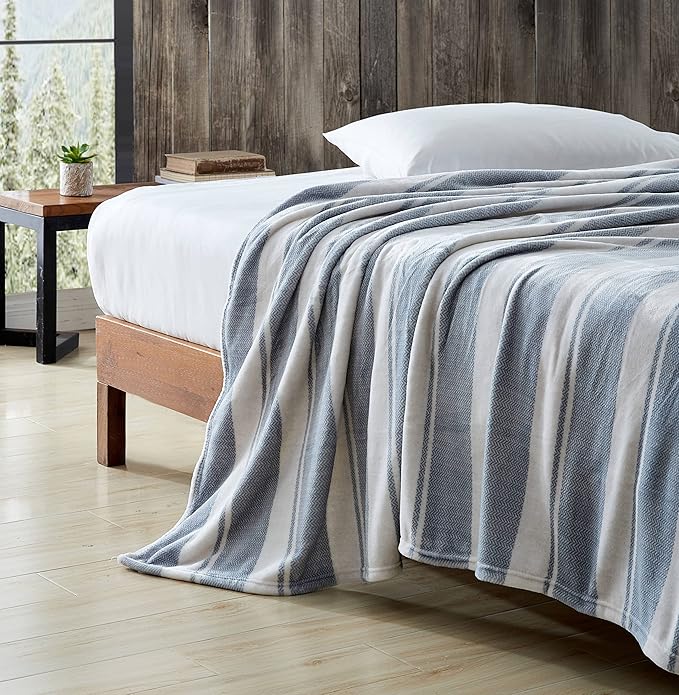 Eddie Bauer - Queen Blanket, Ultra Plush Bedding, Lightweight Home Decor for All Seasons (Stones Throw Stripe, Queen)