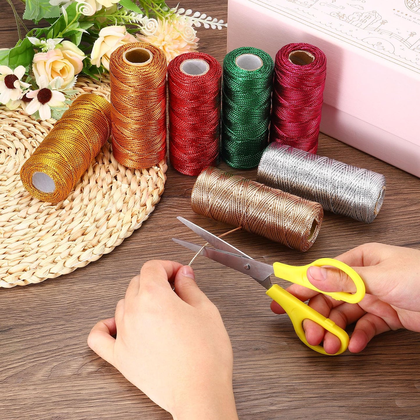 PATIKIL 110 Yards Decorative Metallic Bakers Twine, 1 Rolls Wrapping Twine String Rope DIY Tie Gift Packing Materials for Christmas Crafts Wedding Present,Gold & Silver