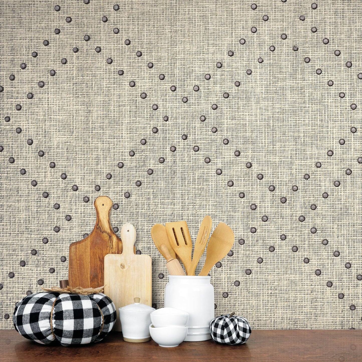 Ansehan Hand-Crafted Wallcovering HA3002 Droplets 36" W x8 Yard L Textured, Modern, Non Prepasted Natural Home Décor for Living Sapce, Beige, Light Wheat/Grey Brown
